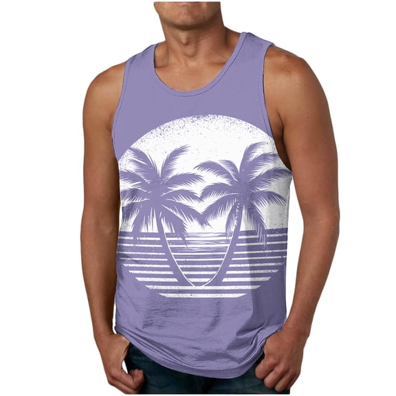 Runfenguu Racerback Tank Tops Running Vests Men Casual Fashion Sleeveless Printing Pullover Round Neck Sports Tank Tank Tops For Men