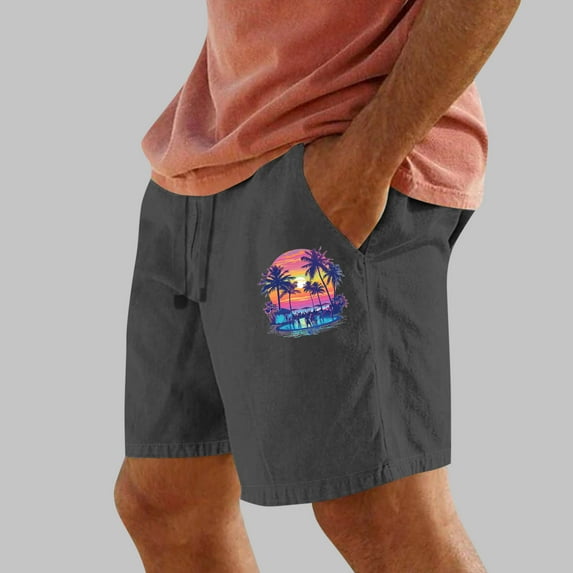 Runfenguu Ruffle Shorts, Carpenter Shorts For Men Men Casual Print Pocket Elastic Waist Straight Half Beach Shorts Pants Sport Pants Shapewear Shorts