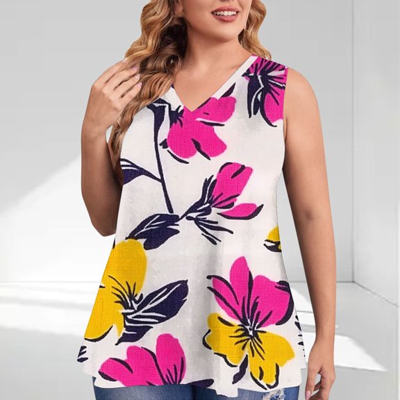 Runfenguu Running Tank Tops For Women Button Up Tank Top Women'S Summer Casual Fashion Printing Loose Round Neck Sleeveless Dri Fits Tank Tops For Women