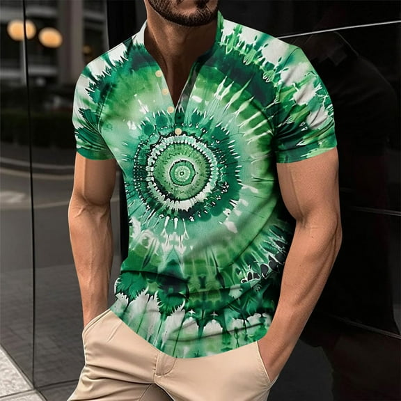 Runfenguu Shirts For Men Graphic Tees Crop Topmen'S Printing Button Casual Short Sleeve Round-Neck Blouses Shirts