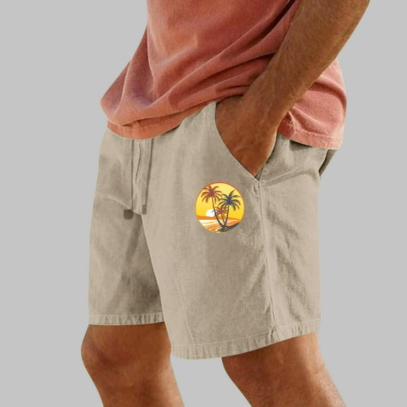 Runfenguu Shorts For Men Athletic, Work Shorts Men Casual Fashion Print Lining Shorts With Pockets Elastic Waist Beach Pants Padded Bike Shorts For Men