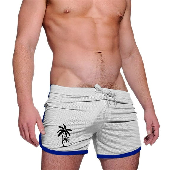 Runfenguu Shorts Set, Linen Shorts For Men Men'S Sports Shorts Beach Pants Elastic Waist Drawstring Pocketed Casual Printed Knee-Length Shorts Shorts Set