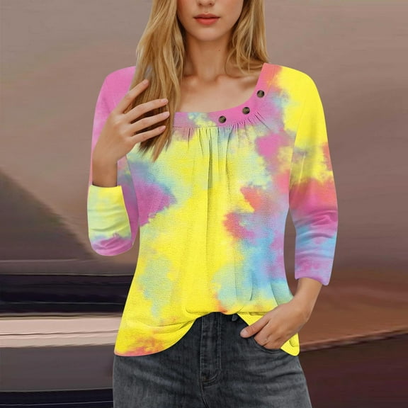 Runfenguu Sport Tank Tops For Women Dress Tank Tops For Women Women'S Fashion 3/4 Sleeved Blouse Printed T-Shirt Casual Tops Women'S Workout Tank Tops