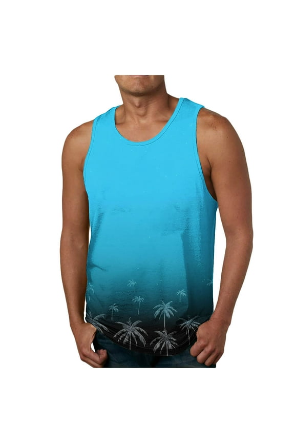Stringer Tank Tops For Men Mens Dress Vests Men Casual Fashion Sleeveless Printing Pullover Round Neck Sports Tank Sweat Vests