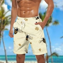 Runfenguu Trouser Shorts, Mens Golf Shorts Men Casual Fashion Print Shorts With Pockets Elastic Waist Beach Pants Mens Short Shorts