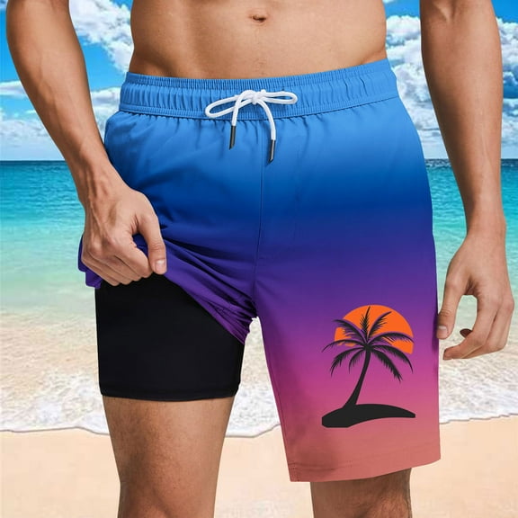 Runfenguu Volleyball Shorts, Mens Summer Shorts Men'S Sports Shorts Breathable Running And Fitness Training Shorts Palm Tree Print Thin Three Quarter Shorts Shorts For Men Athletic