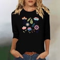 thumbnail image 1 of Runfenguu Western Graphic Tees For Women Graphic Tees For Women Trendy Ladies' Fashion Floral Printed Round Neck 3/4 Sleeve T-Shirt Shirt Sleeve Round Neck Top/Shirt, 1 of 6