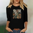 thumbnail image 1 of Runfenguu Western Graphic Tees For Women Womens Graphic Tees Ladies' Fashion Floral Printed Round Neck 3/4 Sleeve T-Shirt Shirt Sleeve Round Neck Top/Shirt, 1 of 6