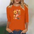 thumbnail image 1 of Runfenguu Western Graphic Tees For Women Womens T Shirts Loose Fits Ladies' Fashion Floral Printed Round Neck 3/4 Sleeve T-Shirt Shirt Sleeve Round Neck Top/Shirt, 1 of 6