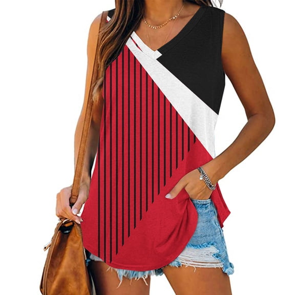 Runfenguu Womens Ribbed Tank Top Womens Cropped Tank Tops Women'S New Loose Casual Crew-Neck Pleated Print Fashion Womens Dressy Tank Tops