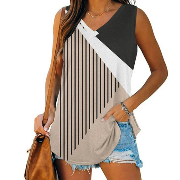 Runfenguu Womens Ribbed Tank Top Womens Cropped Tank Tops Women'S New Loose Casual Crew-Neck Pleated Print Fashion Womens Dressy Tank Tops