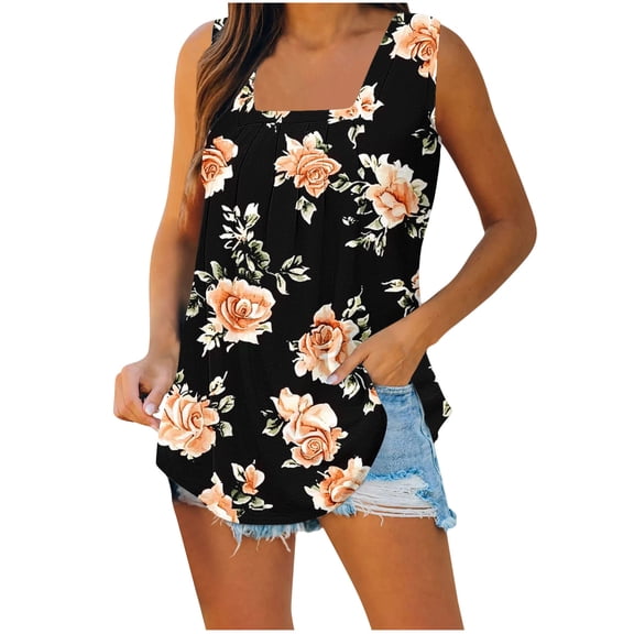 Runfenguu Work Vests Dressy Tank Tops For Women Women'S Pinted Sleeveless T-Shirt Loose Vests Shirt