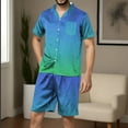 thumbnail image 1 of Runfenguu Y2K Outfits, Men Suitsmen Casual Turndown Button Turndown Print Short Sleeve Blouse And Pants Set, 1 of 5