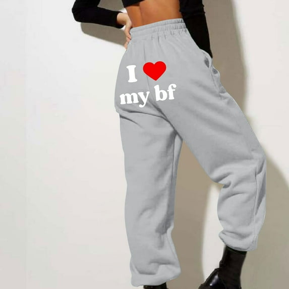 Runfenguu Y2K Pants, Comfy Pants Women Women Casual Printing Sweatpants With Loose Thread Ankle Binding Sports Pants