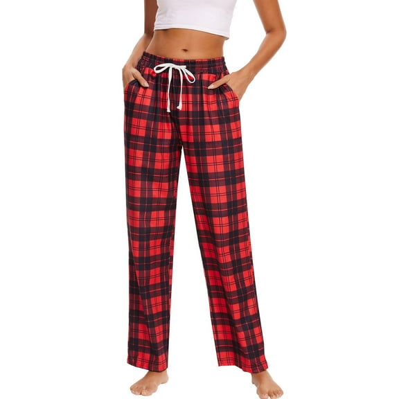 Runfenguu Y2K Sweatpants, Comfy Work Pants Women Women Ladies' Checkered Printed Drawstring Side Pockets Sports And Casual Pants