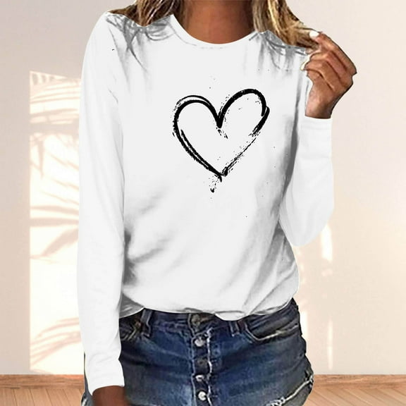 Runfenguu Y2K Top Graphic Tees For Women Trendy Women'S Casual Fashion Long-Sleeve Crewneck Pullover Round-Neck Printing T-Shirt