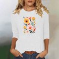 thumbnail image 1 of Runfenguu Y2K Top Oversized Graphic Tees For Women Ladies' Fashion Floral Printed Round Neck 3/4 Sleeve T-Shirt Shirt Sleeve Round Neck Top/Shirt, 1 of 6