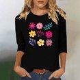 thumbnail image 1 of Runfenguu Y2K Top Womens T Shirt Dress Ladies' Fashion Floral Printed Round Neck 3/4 Sleeve T-Shirt Shirt Sleeve Round Neck Top/Shirt, 1 of 6