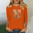 thumbnail image 1 of Runfenguu Y2K Top Womens T Shirts Loose Fits Ladies' Fashion Floral Printed Round Neck 3/4 Sleeve T-Shirt Shirt Sleeve Round Neck Top/Shirt, 1 of 6