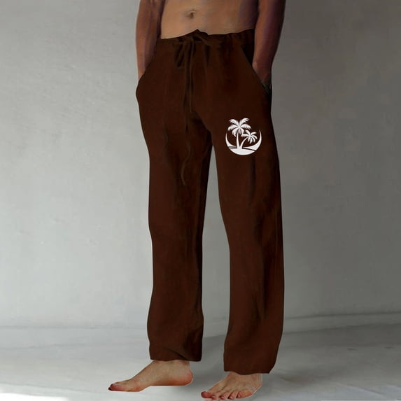 Runfenguu Yoga Pants Sweatpants Men Fashion Print Casual Elastic Waist With Pocket Trousers Sport Pants Mens Hiking Pants