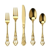Runfly Gorgeous Retro Royal Gold Stainless Steel 20 Pieces Flatware Set,Sets Service for 4