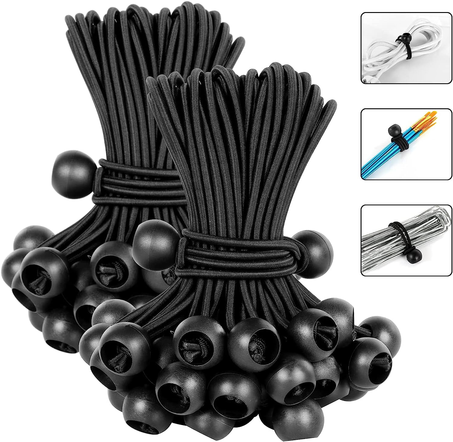 SGT KNOTS Marine Grade Bungee Cord - 100% Elastic Cord, Dacron Polyester  Bungee Shock Cord for DIY, Tie Downs, Commercial Uses | 1/4 x 10ft, Black