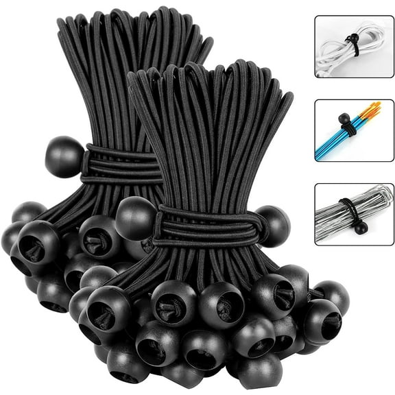 Rungopro 100 Pcs 6" Ball Bungee Cords, Heavy Duty Bungee Canopy Cord Balls Canopy Tarp Tie Down Bungee Balls for Camping, Shelter, Cargo, Tent Poles