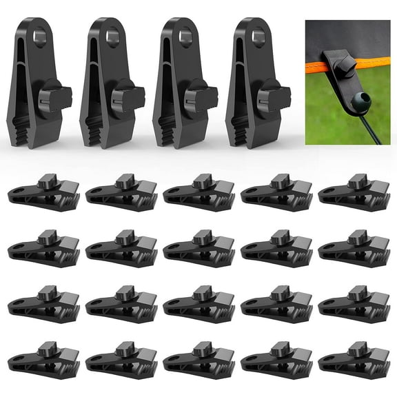Rungopro 24 Pcs Tarp Clips Awning Clamp, Tarp Clamps Heavy Duty Lock Grip, for Pool Cover, RV Awning Cover, Banners, Tents, Tarpaulin, Canvas Tarp