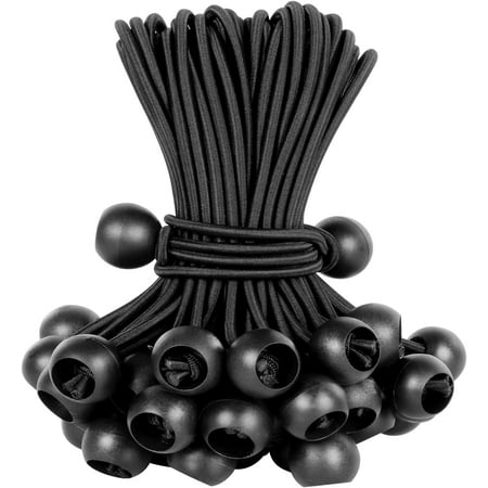 Rungopro 50 Pcs 6" Ball Bungee Cords, Heavy Duty Bungee Canopy Cord Balls Canopy Tarp Tie Down Bungee Balls for Camping, Shelter, Cargo, Tent Poles