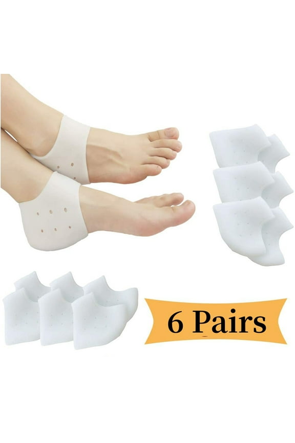 6 Pairs Heel Cups, Plantar Fasciitis Inserts, Heel Pads Cushion, Great for Heel Pain, Heal Dry Cracked Heels, Achilles Tendinitis, for Men & Women