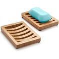 thumbnail image 1 of Rungopro Bamboo Soap Dish, 2 Pack Wooden Soap Holder, Soap Dishes for Bar Soap, Wooden soap Tray, Kitchen Soap Tray Self Draining, 1 of 7