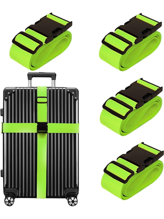 Luggage Straps for Suitcases TSA Approved Travel Belt 4 Pack (Green)