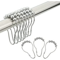 Rungopro Shower Curtain Hooks, Sliver Shower Curtain Hooks, Shower Hooks for Shower Curtain, Decorative Shower Curtain Hooks Rust Proof Stainless Steel Shower Curtain Hooks Set of 12