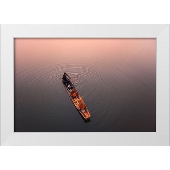 Rungrojanarak, Nun 32x23 White Modern Wood Framed Museum Art Print Titled - Path Of Light