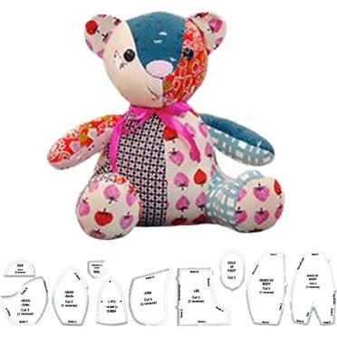 Rungungde 10 PCS Memory Bear Template Ruler Set with Instructions - Memory Bear Sewing Patterns Template, Acrylic Quilting Template Cutting Set for Sewing Bear Pattern Template Home Sewing Art Craft