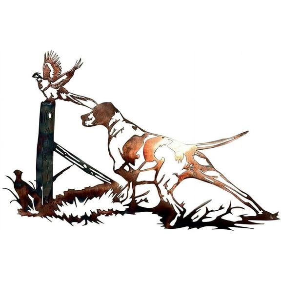 Rungungde 3D Metal Wall Art Decor, Rustic Metal Elk Saw Blade Deer Pheasant Dog Hunting Scene Wall Art Sculpture Hanging for Indoor Outdoor Home Office Cabin Farmhouse Animal Artwork Decorations