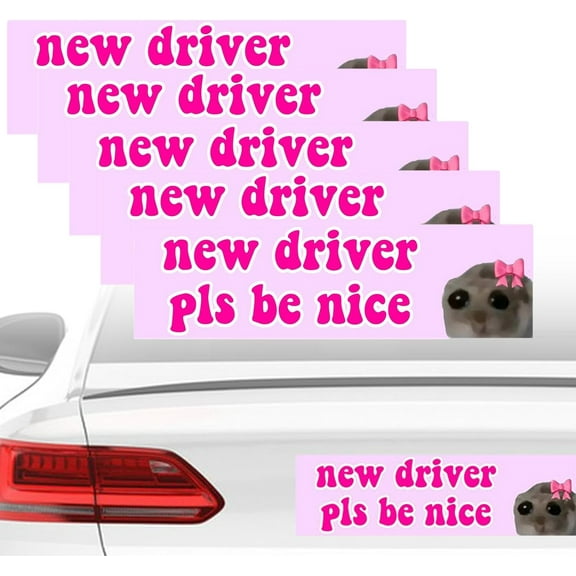 Rungungde 5Pc New Driver Pls Be Nice - Car Magnetic Suction Sticker Funny Student Driver Sticker for Car or Truck Window or Bumper