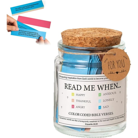 Rungungde Bible Verse Jar Read Me When Bible Verses Jar for Emotions and Feelings, Bible Snippets Verse In A Jar, Christian Gifts Church Biblical Faith Based Valentines Gift or Thank You