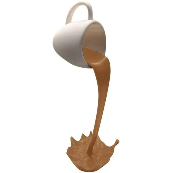 Rungungde Mini Floating Coffee Cup Mug Sculpture Decor, Coffee Bar Kitchen Decor Accessories, Magic Pouring Spilling Coffee Mugs for Cafe, Novelty Funny Coffee Cups for Restaurant Art Decorations