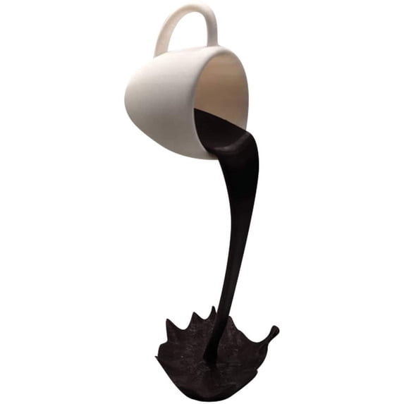 Rungungde Mini Floating Coffee Cup Mug Sculpture Decor, Coffee Bar Kitchen Decor Accessories, Magic Pouring Spilling Coffee Mugs for Cafe, Novelty Funny Coffee Cups for Restaurant Art Decorations
