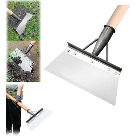Rungungde Multifunctional Cleaning Shovel - Garden Cleaning Shovel, Square Garden Spade Shovel, Flat Shovel for Landscaping, All-Steel Weeding Planting Farm Shovel for Outdoor Garden Grass Camping (A)