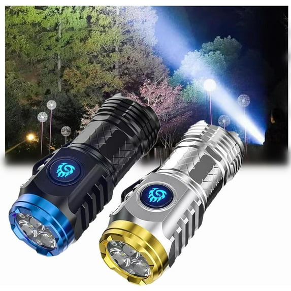 Rungungde Three-Eyed Monster Mini Flashlight - Rechargeable Flashlights High Lumens Flash Light, Mini Flash Super Power Flashlight, Portable LED Flashlights for Outdoor Camping Hiking Travel