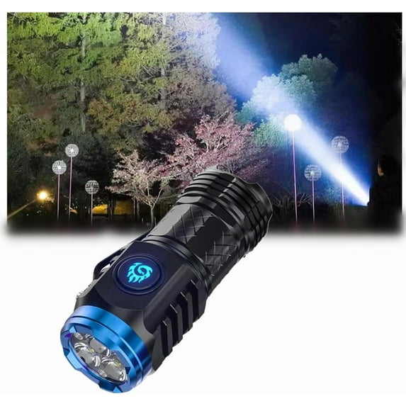 Rungungde Three-Eyed Monster Mini Flashlight - Rechargeable Flashlights High Lumens Flash Light, Mini Flash Super Power Flashlight, Portable LED Flashlights for Outdoor Camping Hiking Travel