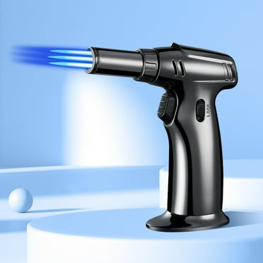 Rungungde Windproof Straight Torch Blue Flame Lighter Butane Torch Turbine Torcher Inflatable Gas Windproof Lighter Refillable Butane Lighter For Outdoor BBQ Baking