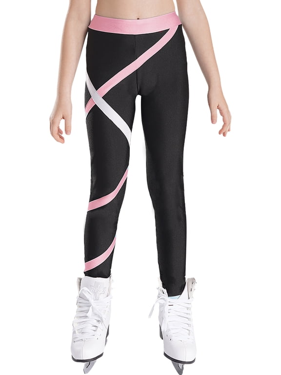 Figure Skating Pants Girl's Ice Skating Training Tights Leggings Yoga Gymnastics Workout Pink 10