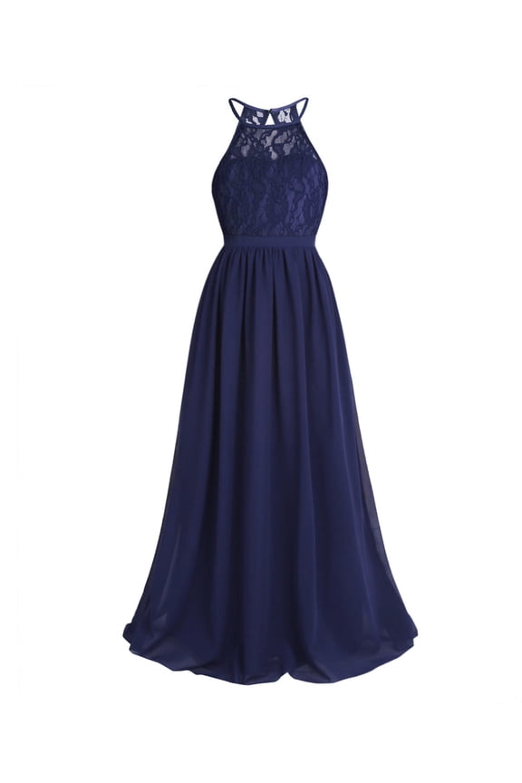 Flower Girl Dresses for Wedding Lace Chiffon Elegant Princess First Communion Dresses Navy Blue 6