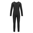 thumbnail image 1 of Runhomal Kid Girls Long Sleeve Round Neck Unitard Catsuit Full Bodysuit Jumpsuit Gymnastics Exercise Black M, 1 of 3