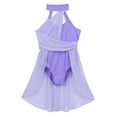 thumbnail image 1 of Runhomal Kid Girls Sleeveless Ruched Ballet Leotard Lyrical Contemporary Dance Dresses Lavender 10, 1 of 5