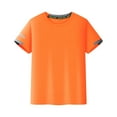 thumbnail image 1 of Runhomal Kids Boys Dry-Fit Short Sleeve Workout Sport Tops Moisture Wicking Athletic Performance Orange 130, 1 of 1