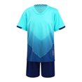 thumbnail image 1 of Runhomal Kids Football Kit Home Jersey Tracksuit Sport Short Set Training Beach Suit Soccer T-shirt Sky Blue M, 1 of 8